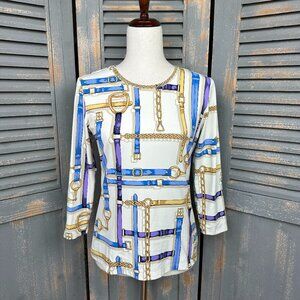 J. McLaughlin Equestrian 3/4 Sleeve Catalina Cloth Top Sz S